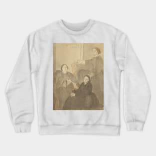 Mme Michel Musson and Her Daughters, Estelle and Desiree by Edgar Degas Crewneck Sweatshirt